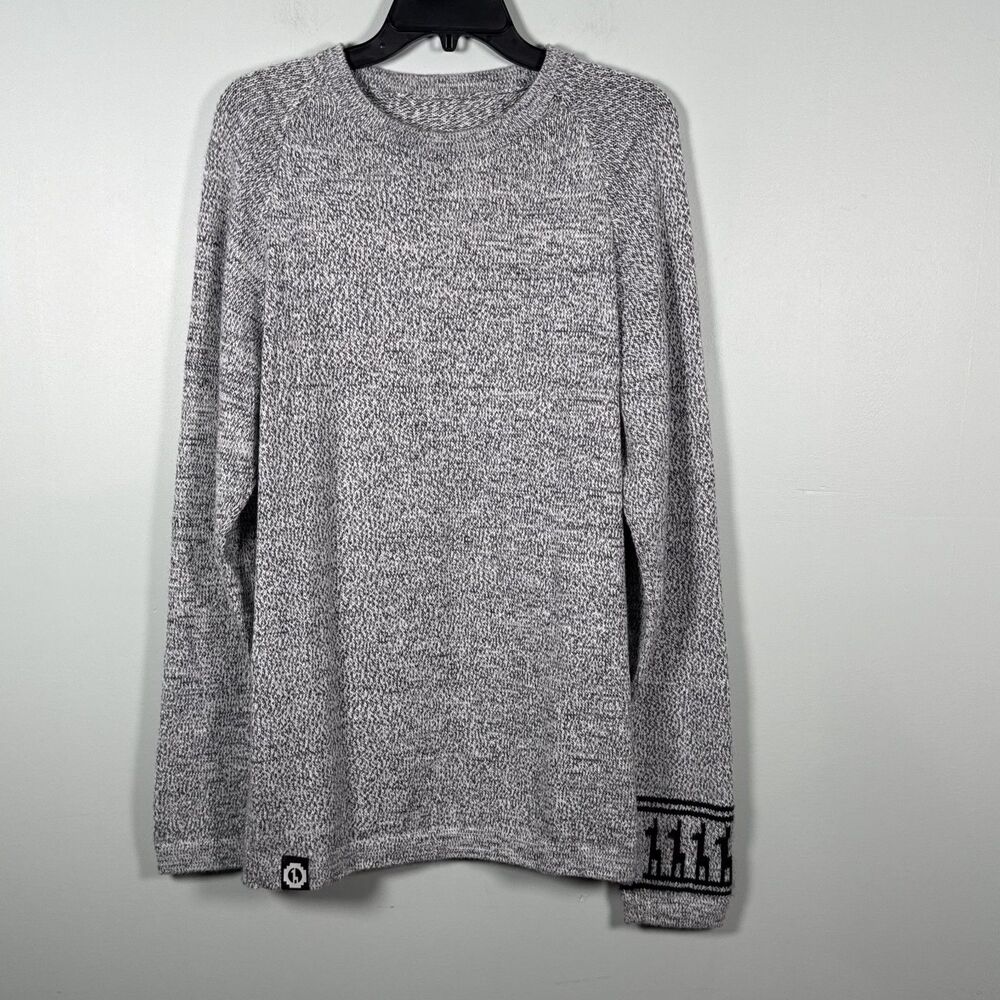 Alpaca Sweater Handmade in Peru Unisex Print The Costa Marled Gray Size L